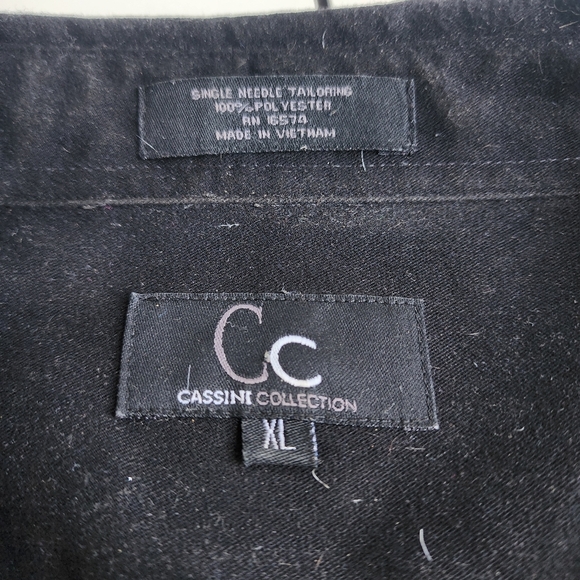 CC Cassini Collection Mens Faux Suede Shirt Button Down Single Needle Black XL - Picture 2 of 7